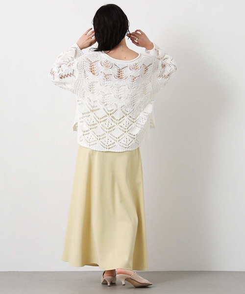 Gready Brilliant（グレディブリリアン）の「すかし柄切り替えボートネックニット（ニット/セーター・レディース・レッド/オフホワイト・FREE）」の5枚目の写真