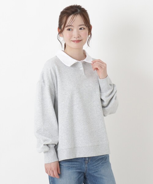 one'sterrace(ワンズテラス)の「ポロ衿プルオーバー(Tシャツ/カットソー・レディース・グレー系4/グレー系その他7/アイボリー系8・02)」の3枚目の写真