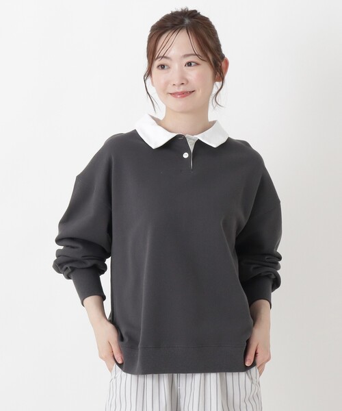 one'sterrace(ワンズテラス)の「ポロ衿プルオーバー(Tシャツ/カットソー・レディース・グレー系4/グレー系その他7/アイボリー系8・02)」の2枚目の写真