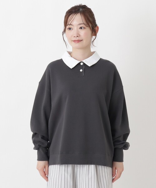 one'sterrace(ワンズテラス)の「ポロ衿プルオーバー(Tシャツ/カットソー・レディース・グレー系4/グレー系その他7/アイボリー系8・02)」の4枚目の写真