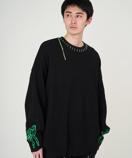 DISCOVERED(ディスカバード)の「WAFFLE BONE PRINT CUTSEWN(Tシャツ/カットソー・メンズ・ブラック/ホワイト・1/3)」の2枚目の写真