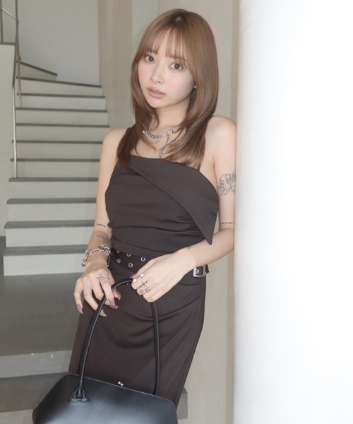 BICOLOR DRAPE DRESS/バイカラードレープドレス（ワンピース）｜JOSE