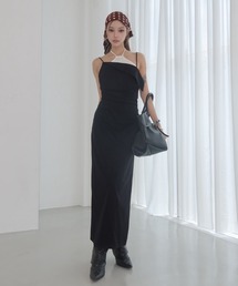 BICOLOR DRAPE DRESS/バイカラードレープドレス
