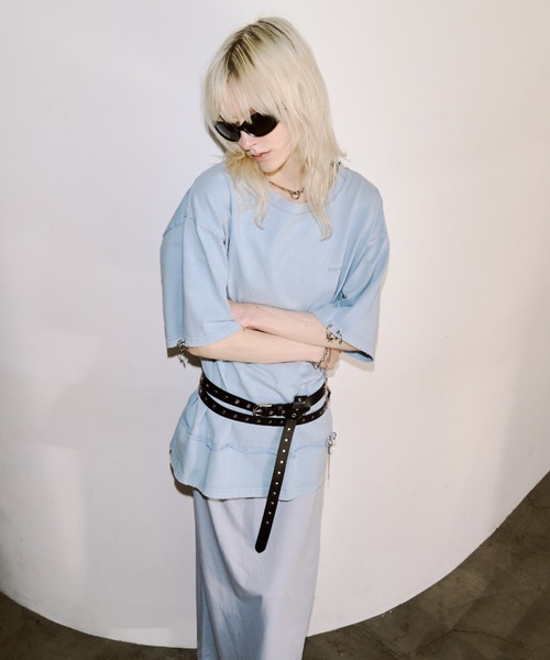 JOSE MOON(ジョゼムーン)の「BICOLOR DRAPE DRESS/バイカラードレープドレス(ワンピース・レディース・サックスブルー/ブラック/ブラウン・38/36)」の6枚目の写真