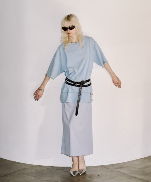 JOSE MOON(ジョゼムーン)の「BICOLOR DRAPE DRESS/バイカラードレープドレス(ワンピース・レディース・サックスブルー/ブラック/ブラウン・38/36)」の5枚目の写真