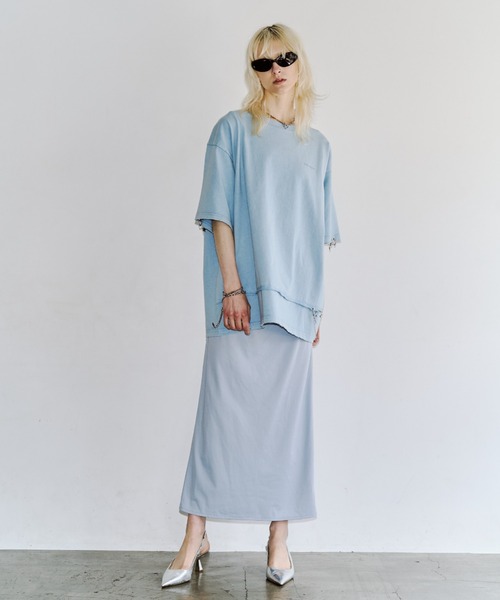 JOSE MOON(ジョゼムーン)の「BICOLOR DRAPE DRESS/バイカラードレープドレス(ワンピース・レディース・サックスブルー/ブラック/ブラウン・38/36)」の8枚目の写真
