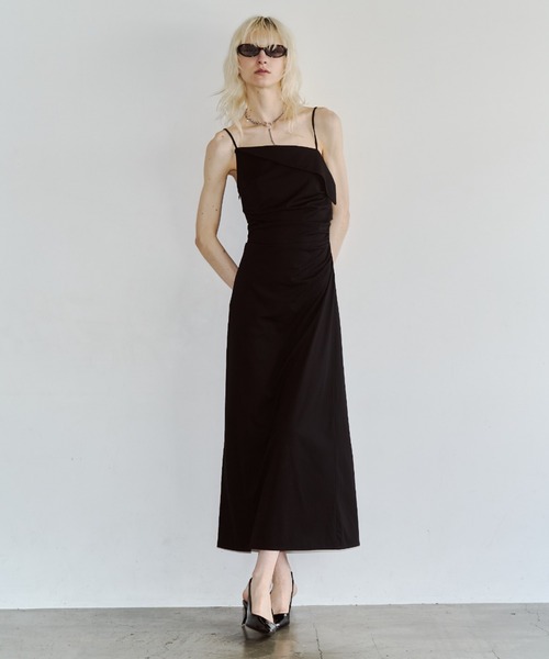 JOSE MOON(ジョゼムーン)の「BICOLOR DRAPE DRESS/バイカラードレープドレス(ワンピース・レディース・サックスブルー/ブラック/ブラウン・38/36)」の12枚目の写真