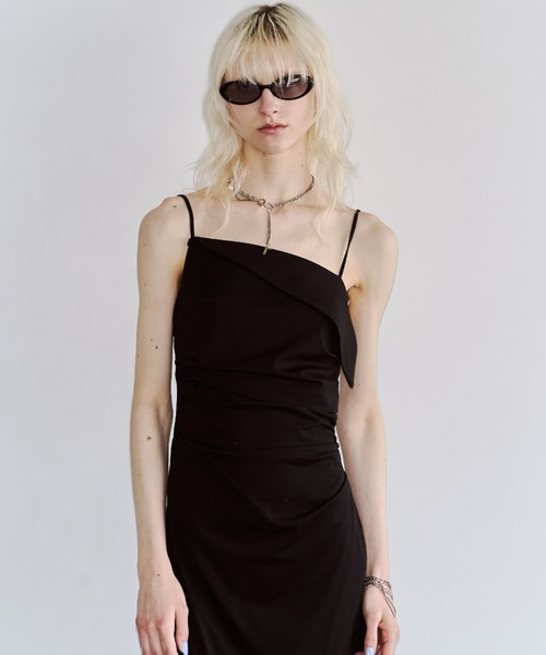 JOSE MOON(ジョゼムーン)の「BICOLOR DRAPE DRESS/バイカラードレープドレス(ワンピース・レディース・サックスブルー/ブラック/ブラウン・38/36)」の16枚目の写真
