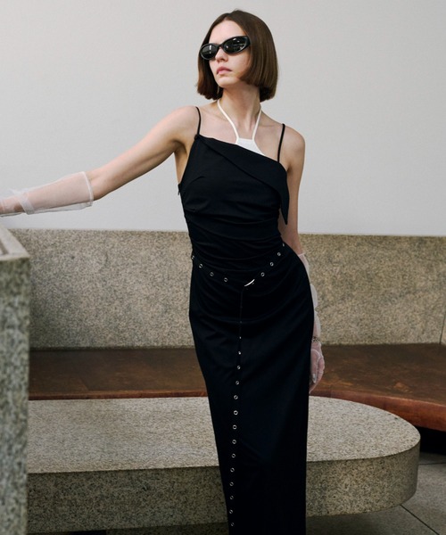 JOSE MOON(ジョゼムーン)の「BICOLOR DRAPE DRESS/バイカラードレープドレス(ワンピース・レディース・サックスブルー/ブラック/ブラウン・38/36)」の21枚目の写真