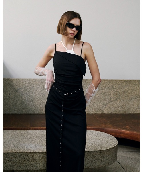 JOSE MOON(ジョゼムーン)の「BICOLOR DRAPE DRESS/バイカラードレープドレス(ワンピース・レディース・サックスブルー/ブラック/ブラウン・38/36)」の22枚目の写真