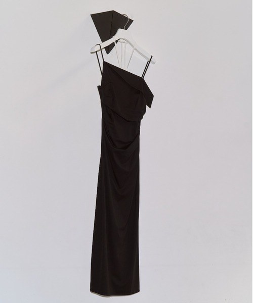 JOSE MOON(ジョゼムーン)の「BICOLOR DRAPE DRESS/バイカラードレープドレス(ワンピース・レディース・サックスブルー/ブラック/ブラウン・38/36)」の7枚目の写真