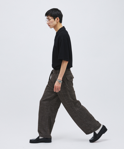 JOURNAL STANDARD（ジャーナルスタンダード）の「リネン ライク デニム ベルテッド パンツ（スラックス・メンズ・アイボリー/ブラウン/ネイビー・LARGE/MEDIUM/SMALL）」の5枚目の写真
