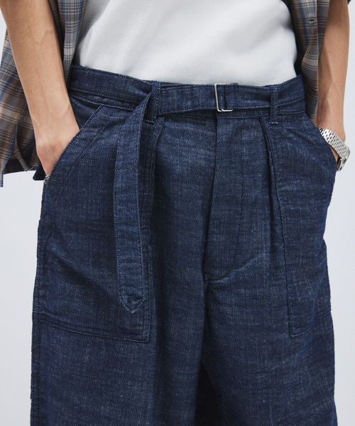 JOURNAL STANDARD（ジャーナルスタンダード）の「リネン ライク デニム ベルテッド パンツ（スラックス・メンズ・アイボリー/ブラウン/ネイビー・LARGE/MEDIUM/SMALL）」の12枚目の写真