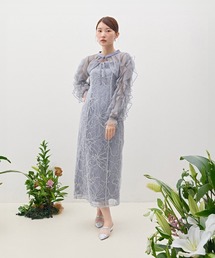 刺繍レースボリュームIラインドレスセットアップ パーティー 結婚式 お呼ばれ オケージョン