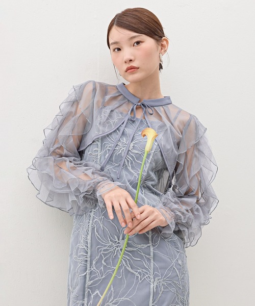 Kana(カナ)の「刺繍レースボリュームIラインドレスセットアップ パーティー 結婚式 お呼ばれ オケージョン(ドレス・レディース・ライトグレー/ブラック/ベージュ・M)」の12枚目の写真