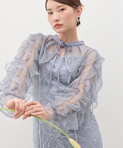 Kana(カナ)の「刺繍レースボリュームIラインドレスセットアップ パーティー 結婚式 お呼ばれ オケージョン(ドレス・レディース・ライトグレー/ブラック/ベージュ・M)」の13枚目の写真