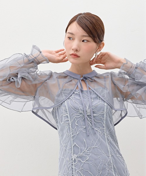 Kana(カナ)の「刺繍レースボリュームIラインドレスセットアップ パーティー 結婚式 お呼ばれ オケージョン(ドレス・レディース・ライトグレー/ブラック/ベージュ・M)」の15枚目の写真