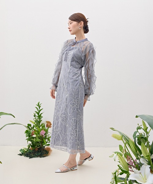 Kana(カナ)の「刺繍レースボリュームIラインドレスセットアップ パーティー 結婚式 お呼ばれ オケージョン(ドレス・レディース・ライトグレー/ブラック/ベージュ・M)」の18枚目の写真