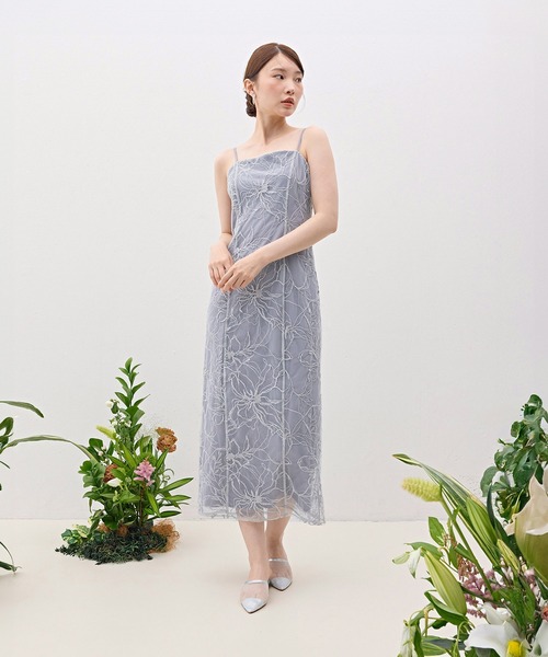 Kana(カナ)の「刺繍レースボリュームIラインドレスセットアップ パーティー 結婚式 お呼ばれ オケージョン(ドレス・レディース・ライトグレー/ブラック/ベージュ・M)」の20枚目の写真