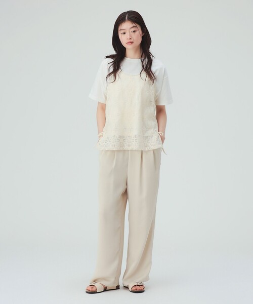 BEAMS HEART(ビームスハート)の「レースキャミソール ビスチェ × Tシャツ(セットアイテム)(Tシャツ/カットソー・レディース・ホワイト系その他5/チャコールグレー/ブラウン・FREE)」の7枚目の写真
