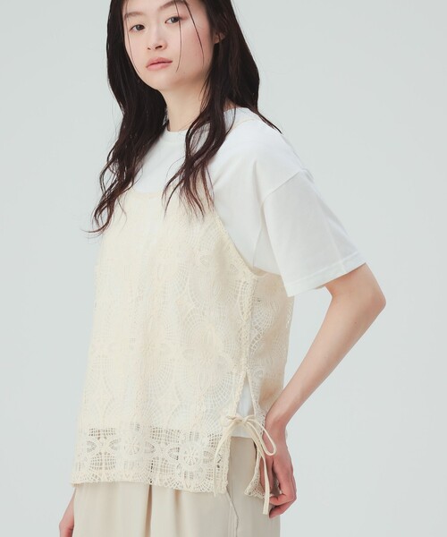 BEAMS HEART(ビームスハート)の「レースキャミソール ビスチェ × Tシャツ(セットアイテム)(Tシャツ/カットソー・レディース・ホワイト系その他5/チャコールグレー/ブラウン・FREE)」の9枚目の写真