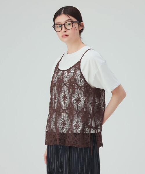 BEAMS HEART(ビームスハート)の「レースキャミソール ビスチェ × Tシャツ(セットアイテム)(Tシャツ/カットソー・レディース・ホワイト系その他5/チャコールグレー/ブラウン・FREE)」の13枚目の写真