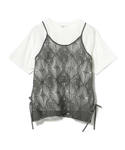 BEAMS HEART(ビームスハート)の「レースキャミソール ビスチェ × Tシャツ(セットアイテム)(Tシャツ/カットソー・レディース・ホワイト系その他5/チャコールグレー/ブラウン・FREE)」の15枚目の写真