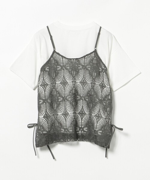 BEAMS HEART(ビームスハート)の「レースキャミソール ビスチェ × Tシャツ(セットアイテム)(Tシャツ/カットソー・レディース・ホワイト系その他5/チャコールグレー/ブラウン・FREE)」の16枚目の写真