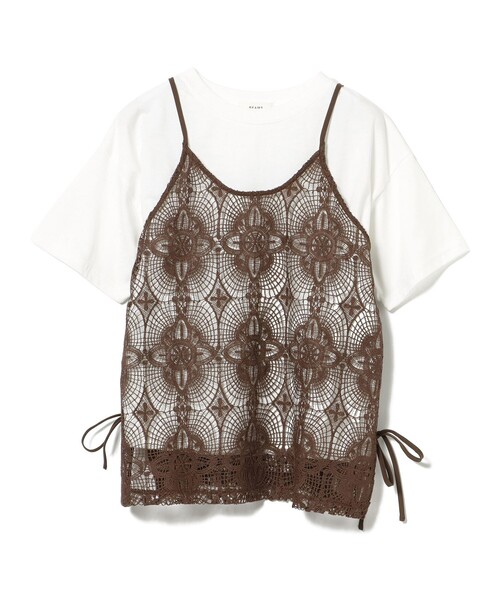 BEAMS HEART(ビームスハート)の「レースキャミソール ビスチェ × Tシャツ(セットアイテム)(Tシャツ/カットソー・レディース・ホワイト系その他5/チャコールグレー/ブラウン・FREE)」の18枚目の写真