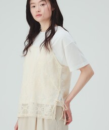 レースキャミソール ビスチェ × Tシャツ(セットアイテム)