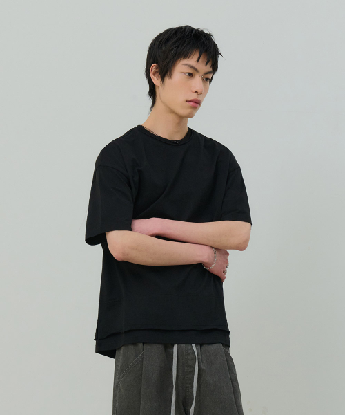 DESIRED（デシレッド）の「レイヤード半袖Tシャツ-FBSK5804D03（Tシャツ/カットソー・メンズ・ブラック・MEDIUM/LARGE/X-LARGE）」の4枚目の写真