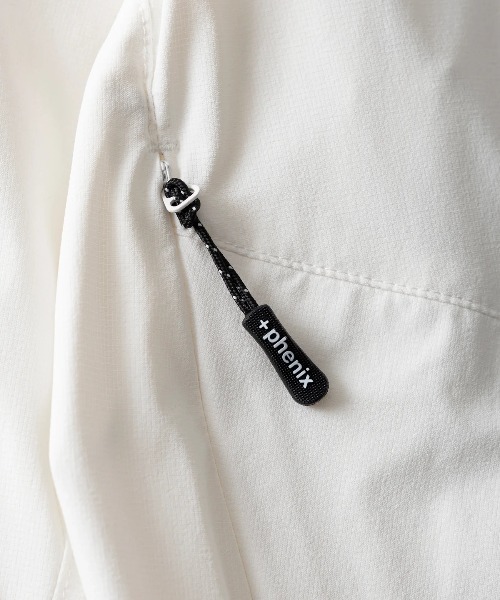 +phenix（プラスフェニックス）の「【+phenix / プラスフェニックス】AIRFLOW HOODED JACKET　撥水機能　Aerapix採用　ナイロンジャケット（ブルゾン・メンズ・ブラック・MEDIUM/LARGE/X-LARGE）」の12枚目の写真