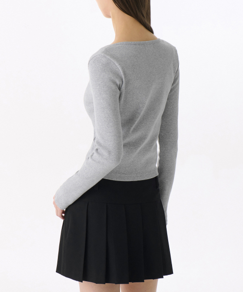 MUSINSA STANDARD WOMAN（ムシンサスタンダードウーマン）の「ウィメンズリブスリムスクープネックジャージカーディガン[メランジグレー]（カーディガン/ボレロ・レディース・その他・X-SMALL/SMALL/MEDIUM/LARGE）」の2枚目の写真