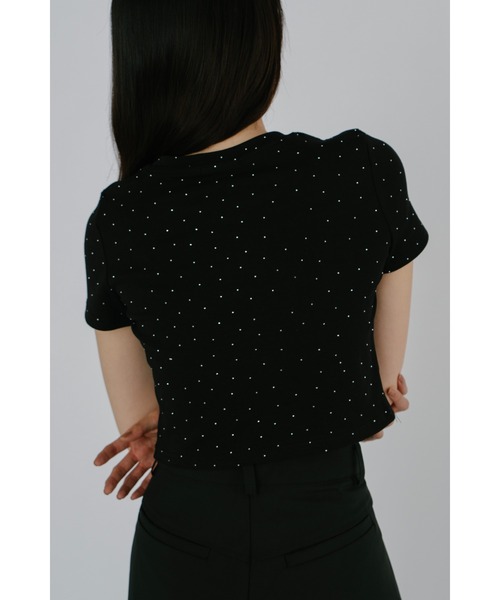 duei(デュイ)の「ラインストーンコンパクトTシャツ(Tシャツ/カットソー・レディース・ホワイト/ブラック・FREE)」の15枚目の写真
