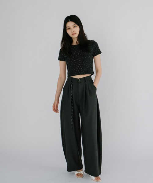 duei(デュイ)の「ラインストーンコンパクトTシャツ(Tシャツ/カットソー・レディース・ホワイト/ブラック・FREE)」の18枚目の写真