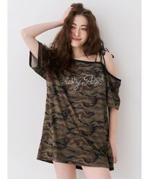 EVRIS | ラインストーンワンショルグラフィックトップス(Tシャツ/カットソー)