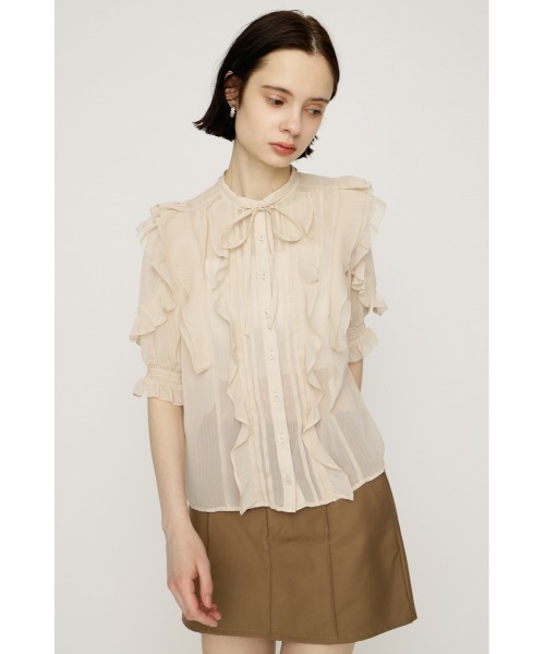 SLY(スライ)の「FRONT FRILL BL フロントフリルブラウス 春服 夏服(シャツ/ブラウス・レディース・ブラック/ライトベージュ/ライトグリーン・FREE)」の8枚目の写真