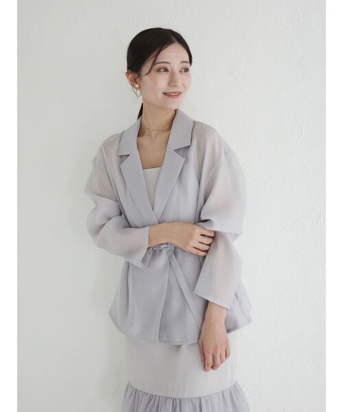 LAGUNAMOON(ラグナムーン)の「LADYシアージャケット×ティアードキャミワンピース 【オケージョン】(ドレス・レディース・ライトグレー/ブラック・SMALL/MEDIUM)」の6枚目の写真