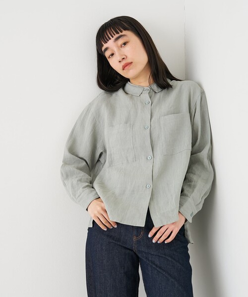 collex(コレックス)の「ダブルカラー リネンシャツ(シャツ/ブラウス・レディース・ブラック/ホワイト/グリーン・フリー)」の22枚目の写真