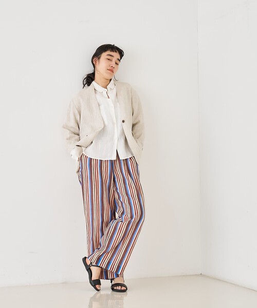 collex(コレックス)の「ダブルカラー リネンシャツ(シャツ/ブラウス・レディース・ブラック/ホワイト/グリーン・フリー)」の4枚目の写真
