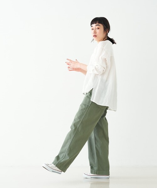 collex(コレックス)の「ダブルカラー リネンシャツ(シャツ/ブラウス・レディース・ブラック/ホワイト/グリーン・フリー)」の8枚目の写真