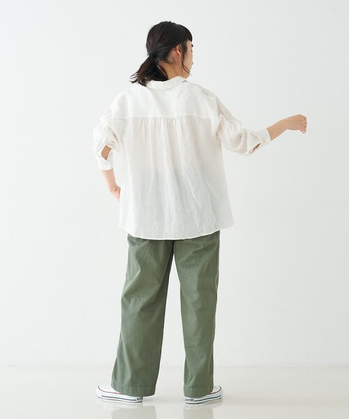 collex(コレックス)の「ダブルカラー リネンシャツ(シャツ/ブラウス・レディース・ブラック/ホワイト/グリーン・フリー)」の10枚目の写真