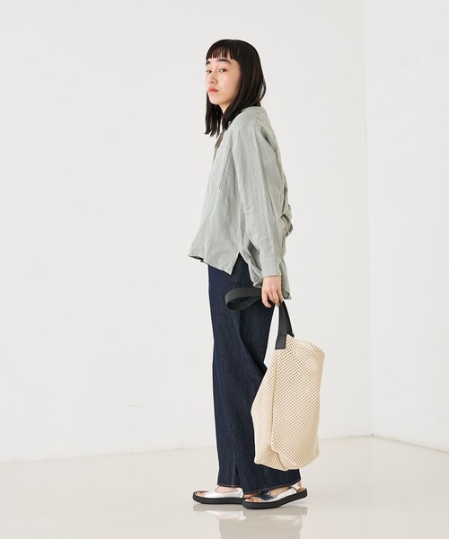 collex(コレックス)の「ダブルカラー リネンシャツ(シャツ/ブラウス・レディース・ブラック/ホワイト/グリーン・フリー)」の12枚目の写真