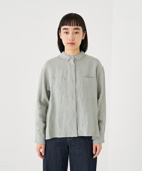 collex(コレックス)の「ダブルカラー リネンシャツ(シャツ/ブラウス・レディース・ブラック/ホワイト/グリーン・フリー)」の13枚目の写真