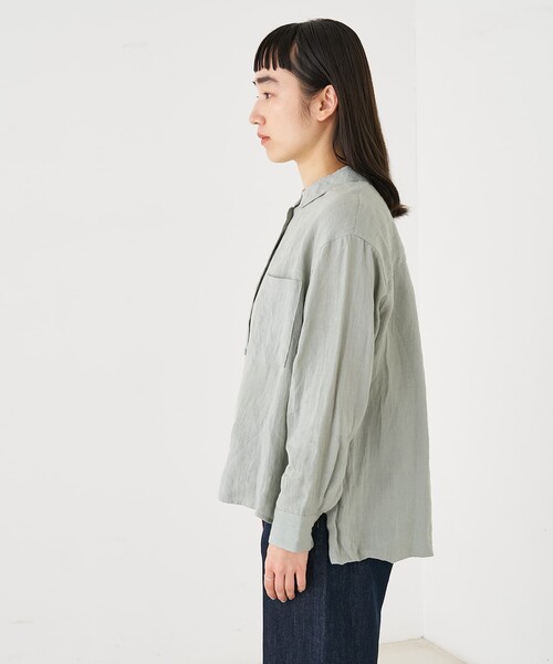 collex(コレックス)の「ダブルカラー リネンシャツ(シャツ/ブラウス・レディース・ブラック/ホワイト/グリーン・フリー)」の14枚目の写真