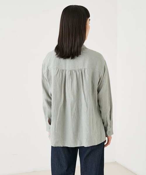 collex(コレックス)の「ダブルカラー リネンシャツ(シャツ/ブラウス・レディース・ブラック/ホワイト/グリーン・フリー)」の15枚目の写真