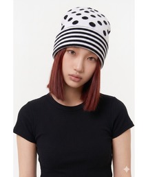 rae（レイ）の「【rae】ドット×ボーダーニットビーニー（キャップ）」