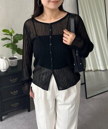 シアーリブニットカーディガン
