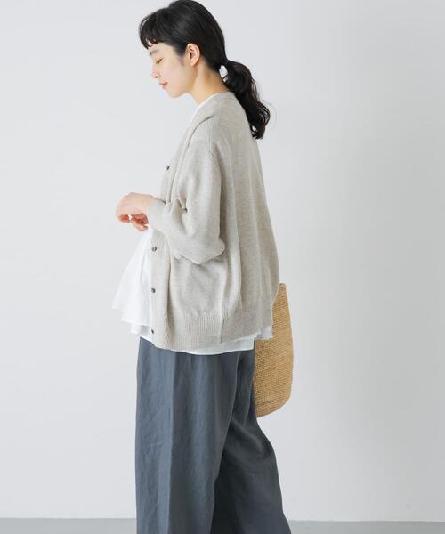 かぐれ(カグレ)の「リネンコットンVネックカーディガン(カーディガン/ボレロ・レディース・ナチュラル/ブラック・FREE)」の21枚目の写真