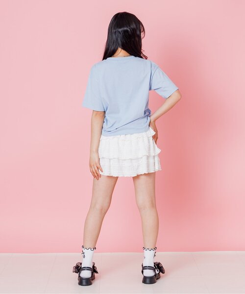 algy(アルジー)の「転写アイスりぼん半袖Tシャツ(Tシャツ/カットソー・キッズ・オフホワイト/チャコール/サックスブルー・160/150/140/130)」の8枚目の写真